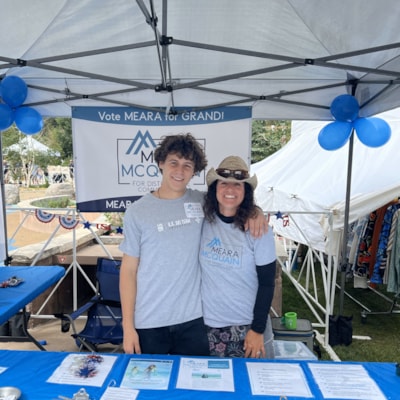 Meara and Ash at the Campaign Booth